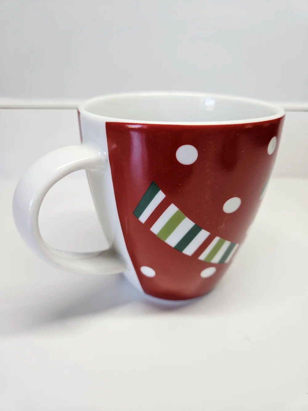 Crate & Barrel Red Ceramic Reindeer Christmas Mugs 12 OZ Set 4